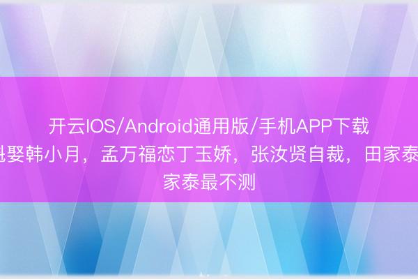 开云IOS/Android通用版/手机APP下载 张云魁娶韩小月，孟万福恋丁玉娇，张汝贤自裁，田家泰最不测
