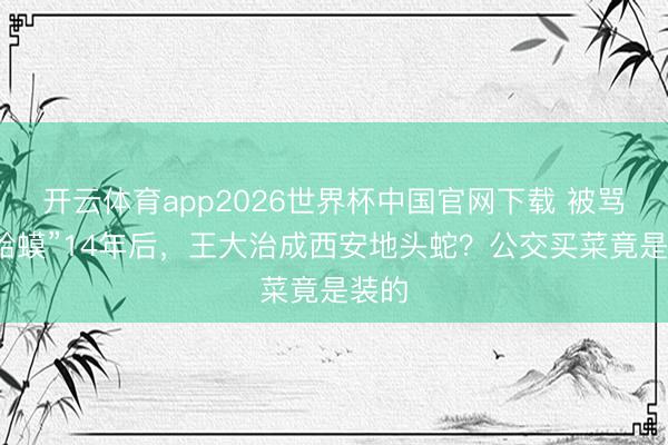 开云体育app2026世界杯中国官网下载 被骂“癞蛤蟆”14年后,王大治成西安地头蛇?公交买菜竟是装的
