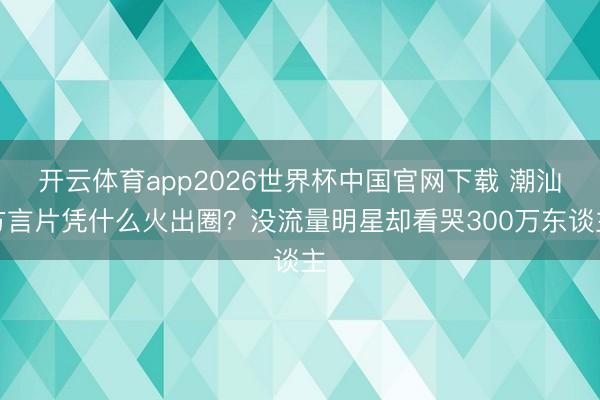 开云体育app2026世界杯中国官网下载 潮汕方言片凭什么火出圈？没流量明星却看哭300万东谈主