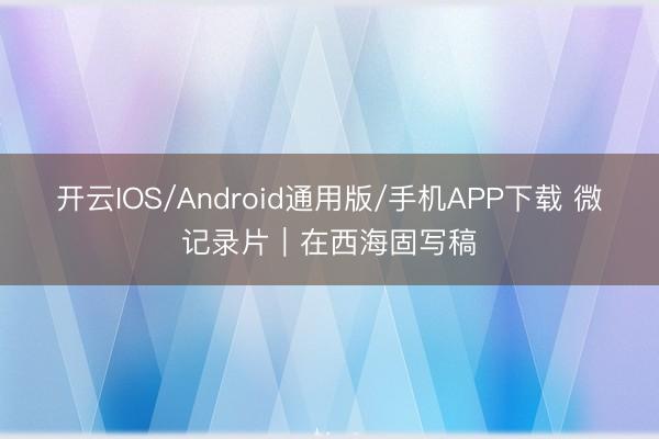 开云IOS/Android通用版/手机APP下载 微记录片｜在西海固写稿