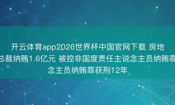 开云体育app2026世界杯中国官网下载 房地产公司副总裁纳贿1.6亿元 被控非国度责任主说念主员纳贿罪获刑12年